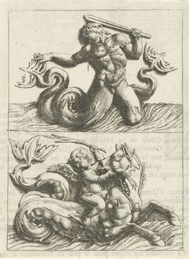 Triton and cherub on a seahorse