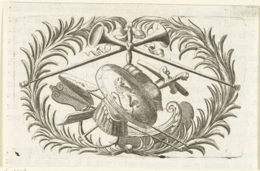 Trophy in a cartouche of leaves