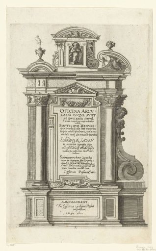 Title page: Oficina Arcvlaria ((...)), Bovticqve Menvseries ((...)), Schriner Laden ((...)), Schrinwerckers Winckel (...)