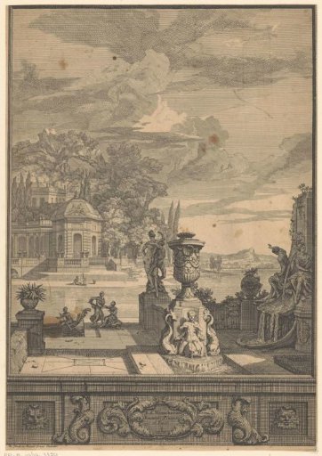 Landscape with fountains and a palace