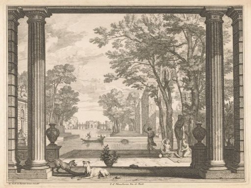 Park landscape with two dogs