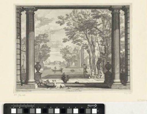 Park landscape with two dogs
