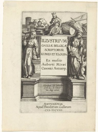 Title page for Aubert Le Mire, Illustrium Galliae Belgicae Scriptorum Icones, 1608