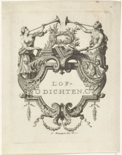 Title page for poems with two personifications of Fame