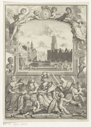 City View of Utrecht with the Dom Tower and Allegory with Minerva and Virtues