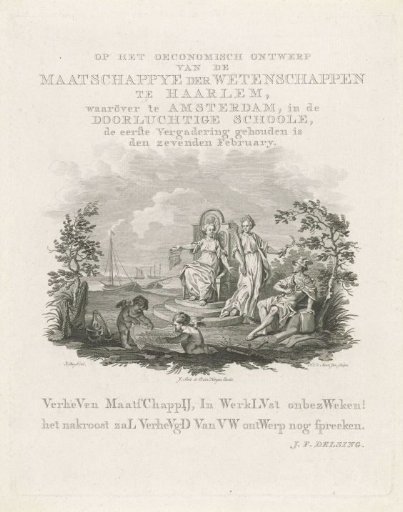 Allegory on the first meeting of the 'Oeconomical Section' of the Holland Society of Sciences established in 1777 in Haarlem