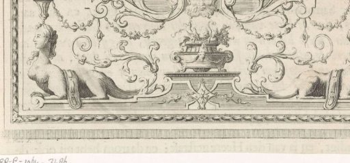 Ornament with a Vase in the Center Flanked by Sphinxes