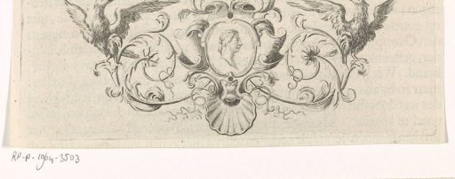 Female face and profile in an ornamental frame