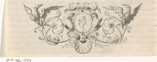 Female face and profile in an ornamental frame
