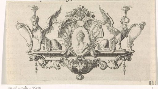 Woman in a Medallion Flanked by Two Hybrid Creatures