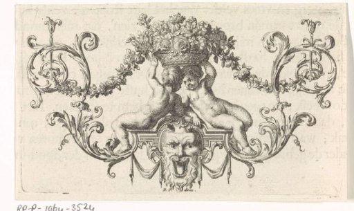 Two Putti with a Basket of Flowers on Their Heads
