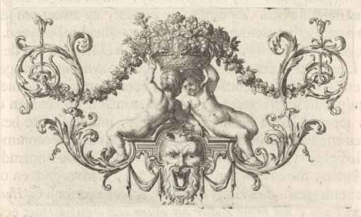 Two Putti with a Basket of Flowers on Their Heads