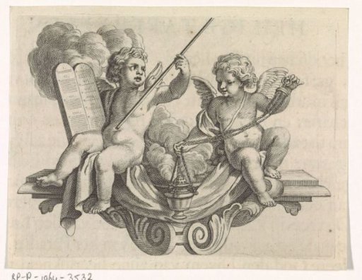 Two Putti with the Tables of the Law and a Censer