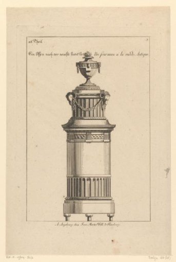 Stove with a vase and goat heads