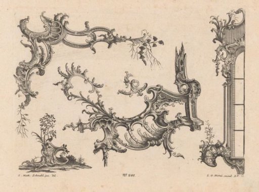 Rocaille ornaments and window frame