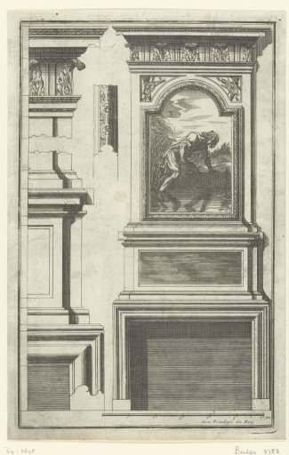 Lower panel with a painting of Narcissus