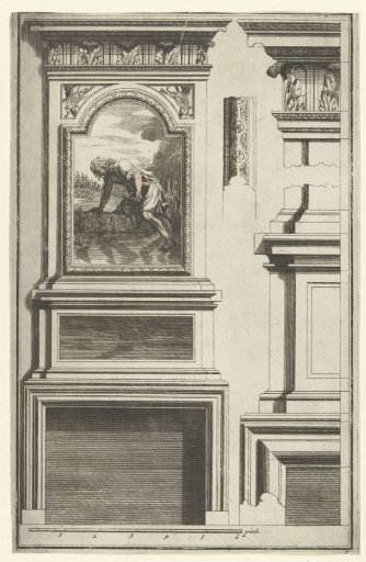Lower panel with a painting of Narcissus