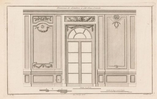 Window and panels with a helmet and weapons