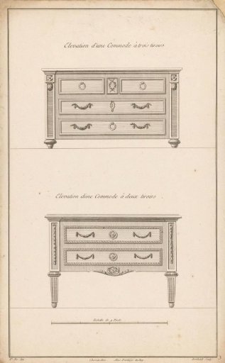 Two commodes with garlands