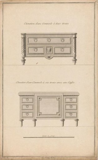 Two commodes with lion heads