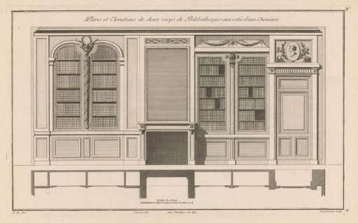 Fireplace and bookcases