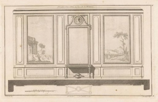 Drawing room with a table and panels