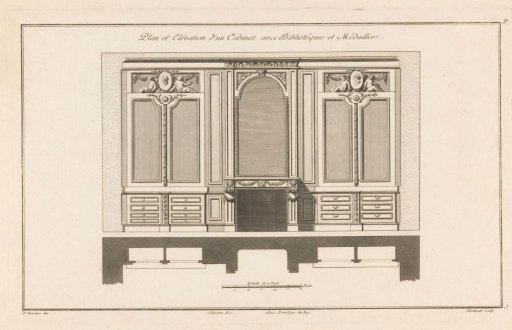 Paneling with fireplace and cupboards