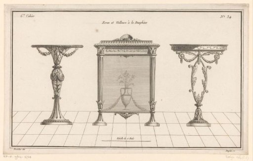 Fire screen and two side tables