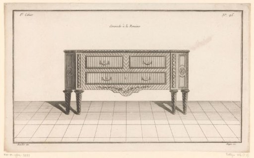 Commode with three drawers