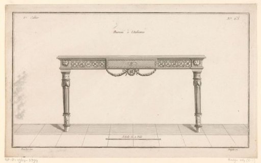 Desk with garlands and lion's heads