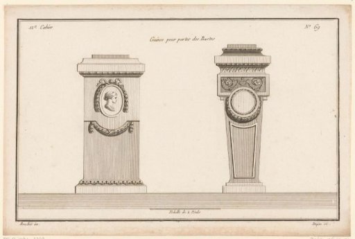 Two pedestals with medallions