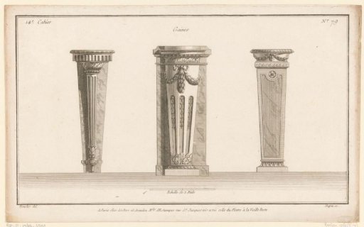 Three pedestals with leaf motifs