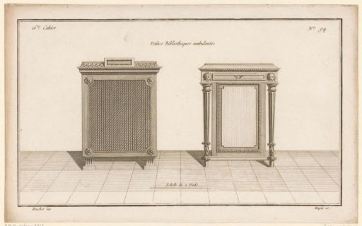 Two bookcases with lion's heads