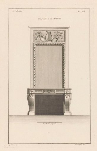 Chimney piece with lyre