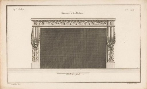 Fireplace with leaf motifs
