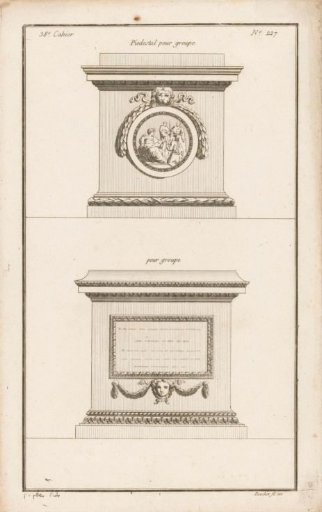 Two pedestals with a medallion and tablet