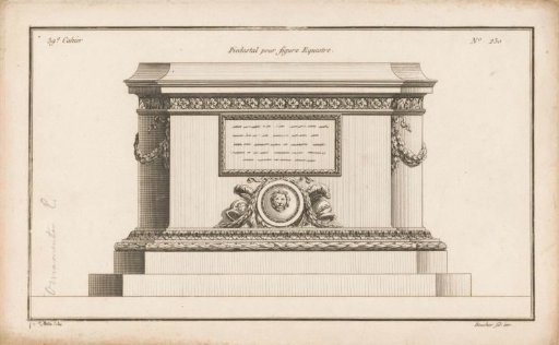 Pedestal with helmets and shield