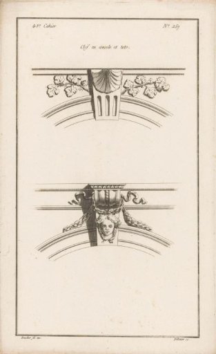 Keystone with shell motif and mask