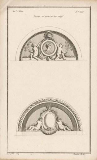 Medallion and cartouche with putti