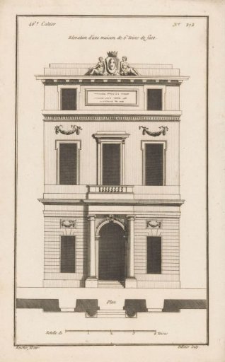 Facade with columns and balcony
