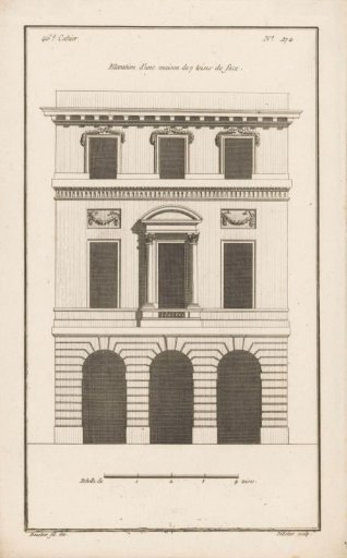 Facade with round arches and balcony