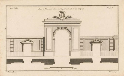 Gate with round arch and coat of arms