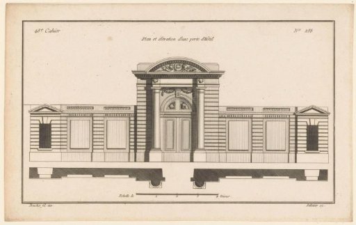 Gate with columns and pediment