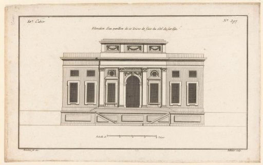 Facade with staircase and pilasters
