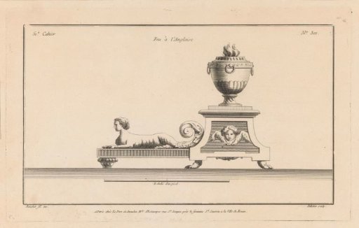 Fire dog with vase and sphinx