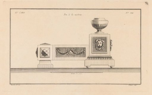 Fire dog with vase and lion heads
