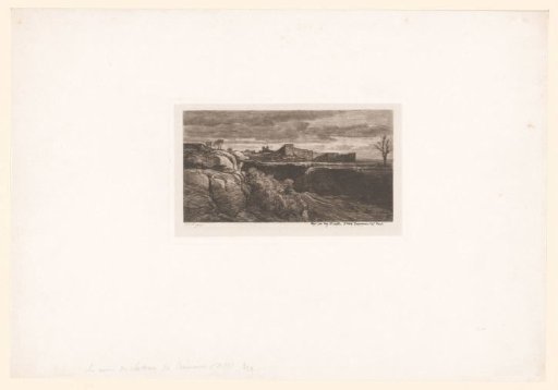 Rocky landscape with a view of a wall