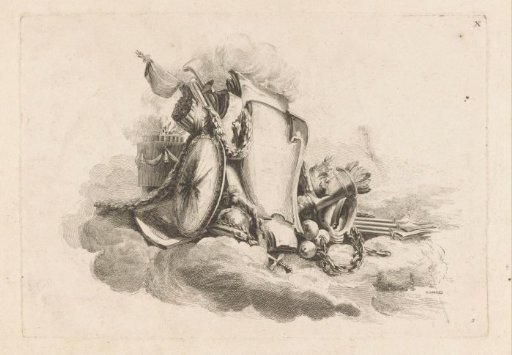 Cartouche with weapons