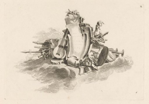 Cartouche with musical instruments