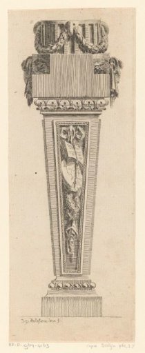 Pedestal with book and wreaths